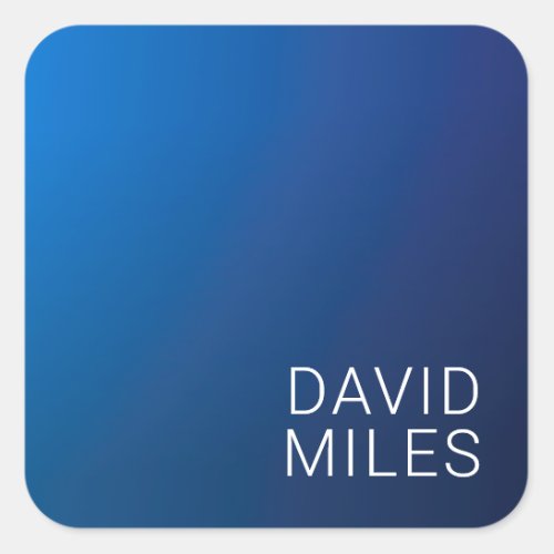 Modern Dark Blue Gradient  Minimal Editable Text Square Sticker