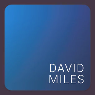 Modern Dark Blue Gradient & Minimal Editable Text Square Sticker