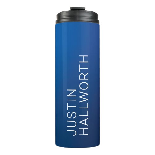 Modern Dark Blue Gradient  Minimal Editable Text Thermal Tumbler