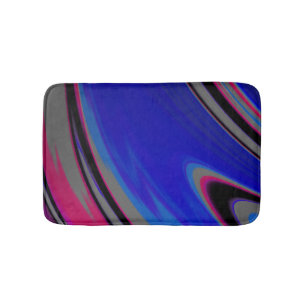 Modern Dark Blue Gray Magenta Fractal Swirl Bath Mat