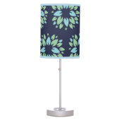 Modern Dark Blue Green Floral Pattern Table Lamp (Front)