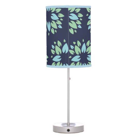 Modern Dark Blue Green Floral Pattern Table Lamp (Back)