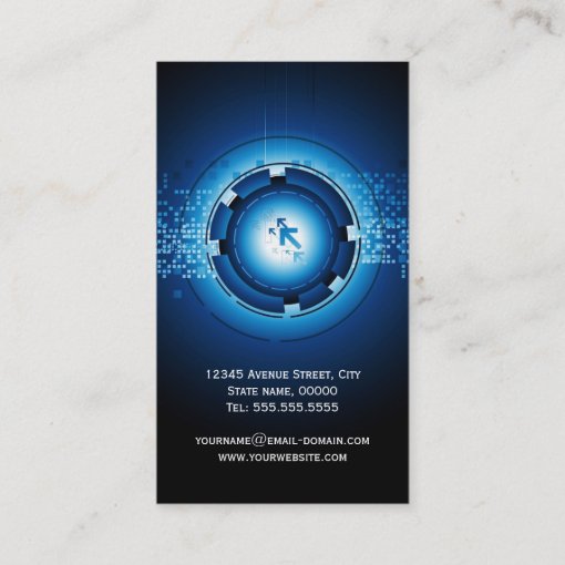 Modern Dark Blue High Technology Business Card Zazzle