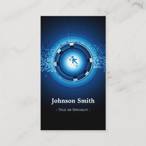 Customizable Modern Dark Blue High Technology Business Card Templates