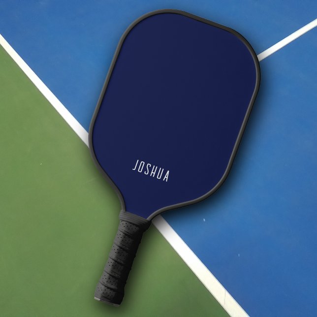 Modern Dark Blue Monogram Name Pickleball Paddle (Creator Uploaded)