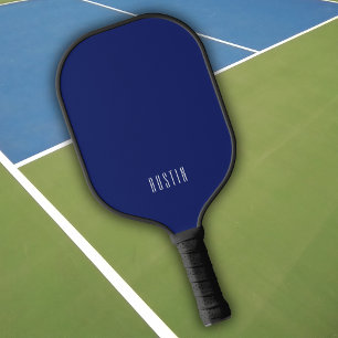 Modern Dark Blue Monogram Name Pickleball Paddle