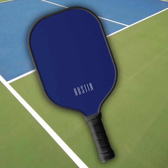 Modern Dark Blue Monogram Name Pickleball Paddle (Creator Uploaded)