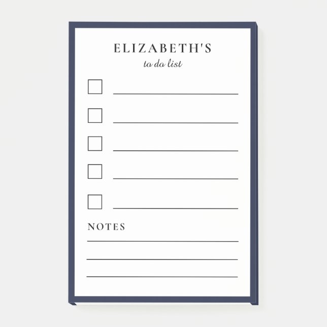 Modern Dark Blue To Do List  Post-it Notes (Front)
