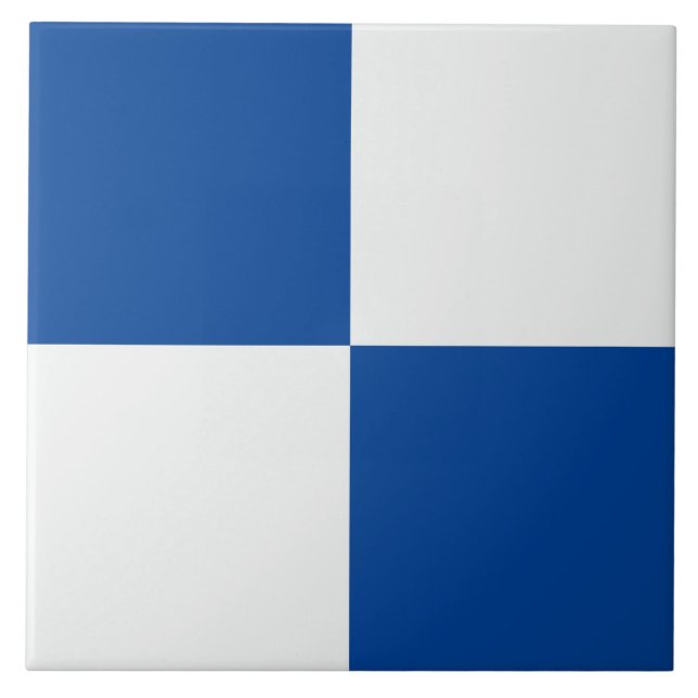 Modern Dark Blue White Checkered Ceramic Tile (Front)