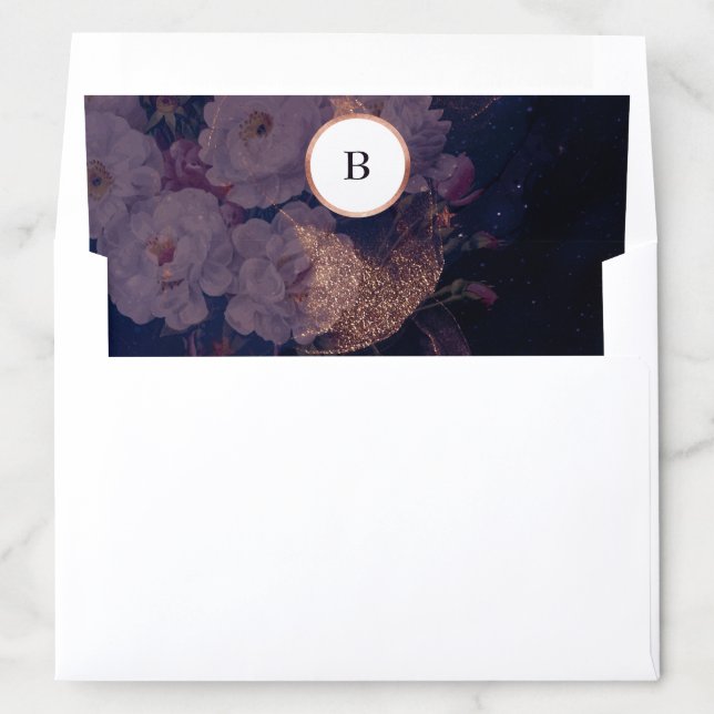 Modern Dark Boho Floral Arch Rose Gold Wedding Envelope Liner (In Envelope)