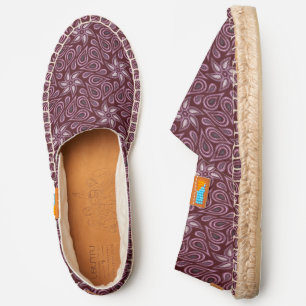 Modern Dark Boho Pattern Floral Liberty Burgundy Espadrilles