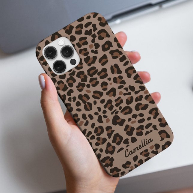 Modern Dark Brown Leopard Cheetah Pattern Case-Mate iPhone Case (Creator Uploaded)