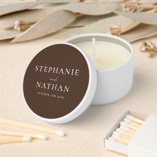 Modern Dark Brown Minimalist Wedding Mini Candle Favors