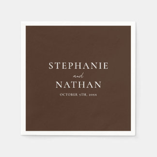 Modern Dark Brown Minimalist Wedding Napkins