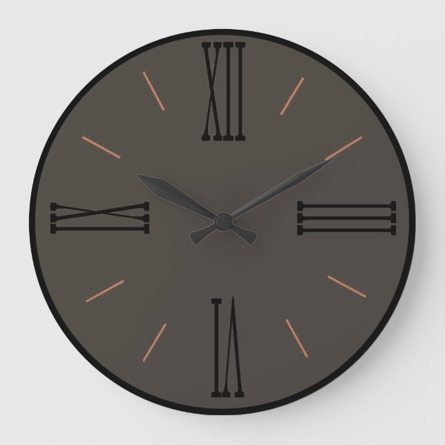 Modern Dark Brown with Black Trim Large Clock (Front)