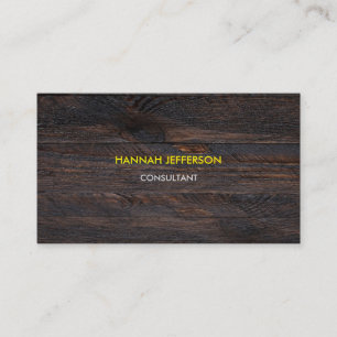 Modern Dark Brown Wood Minimalist Professional Business Card