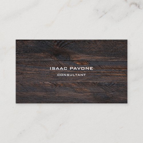 Modern Dark Brown Wood Texture Professional Business Card
