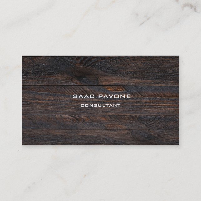 Modern Dark Brown Wood Texture Professional Business Card (Front)