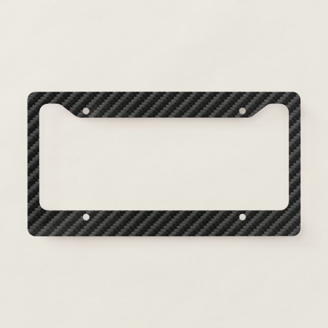 Modern Dark Carbon Fiber Print Pattern License Plate Frame (Front)