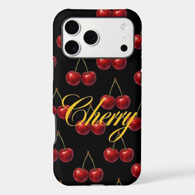Modern Dark Cherry Pattern Aesthetic iPhone 17 Pro Case (Back)