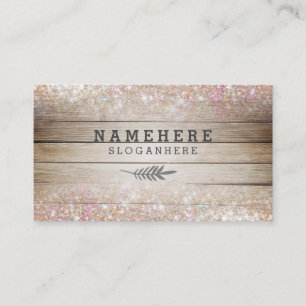 Modern Dark Coffee Wood Glitter Business Card