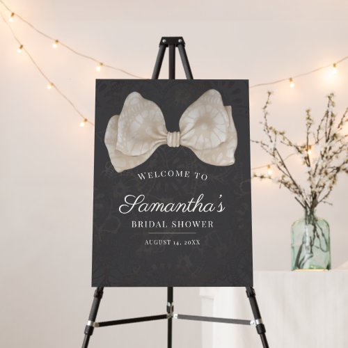Modern Dark Coquette Lace Bow Bridal Shower Foam Board
