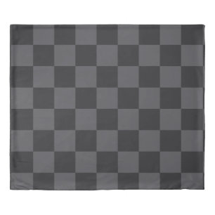Modern Dark Croatian Black Gray Checker Pattern Duvet Cover