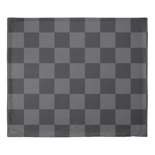 Modern Dark Croatian Black Gray Checker Pattern Duvet Cover