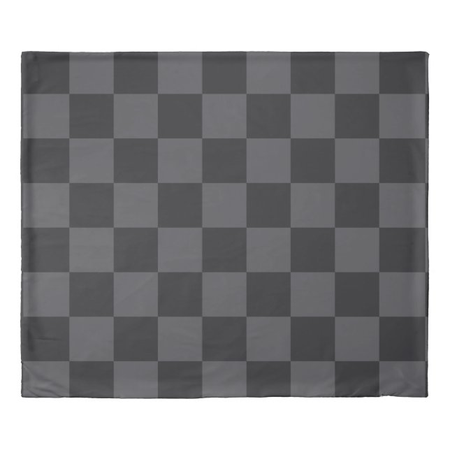 Modern Dark Croatian Black Gray Checker Pattern Duvet Cover (Front)