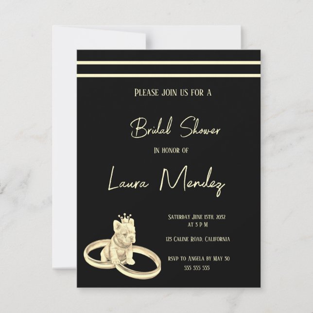 modern dark dog Bridal Shower Invite (Front)