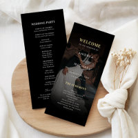 Modern Dark Faded Photo Gold & Black Wedding