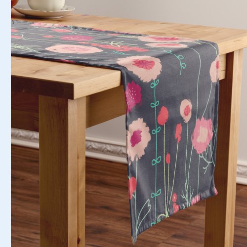 Modern Dark Floral Short Table Runner