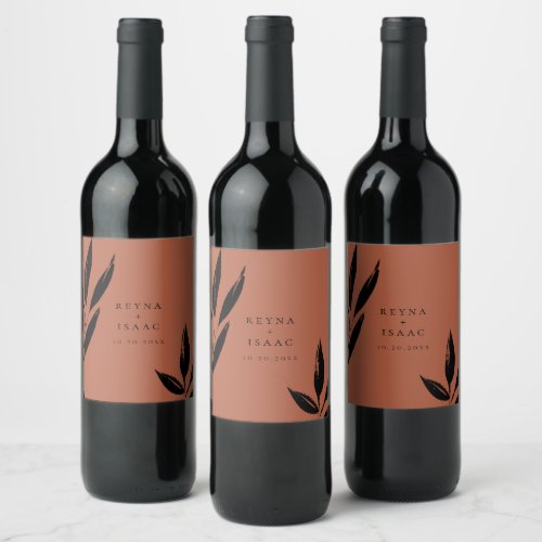 Modern Dark Foliage Personalized Wine Label