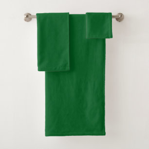 Modern Dark Forest Green Solid Color  Bath Towel Set