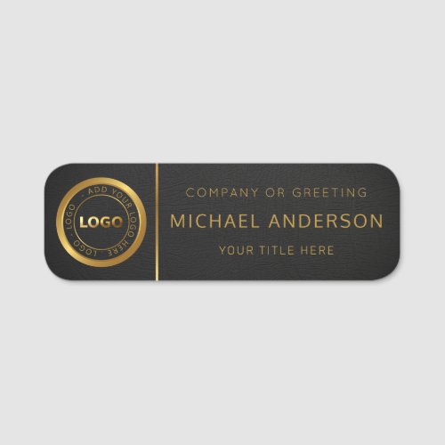 Modern Dark  Gold Logo Professional Employee Name Tag