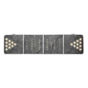 Modern Dark Granite Couple Names with Wedding Date Beer Pong Table