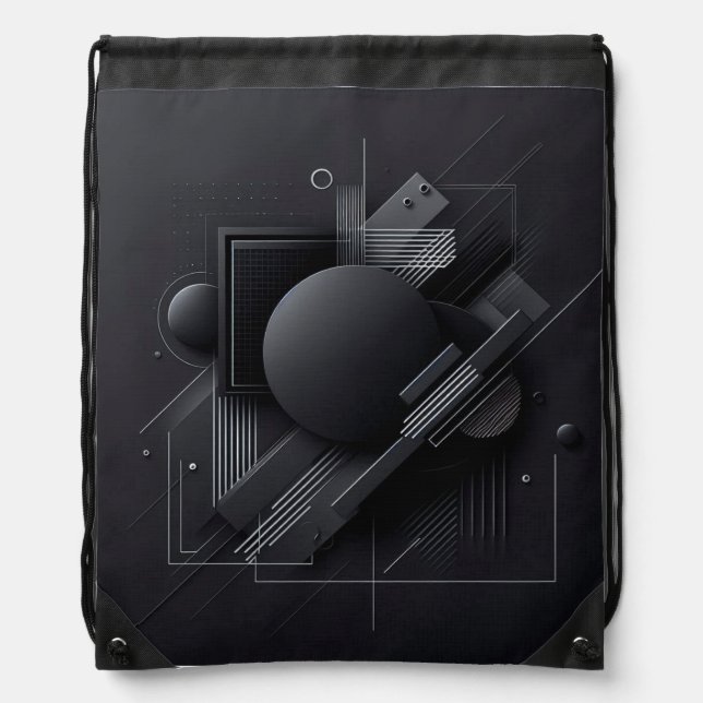 Modern Dark Graphic design Drawstring Bag (Front)