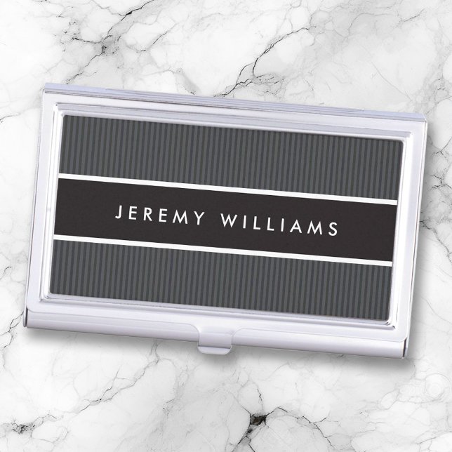 Modern dark gray and black masculine personalized case for business cards (Modern dark gray and black masculine personalized case for business cards)