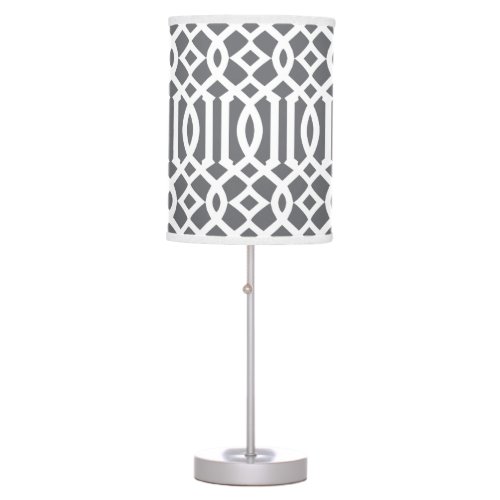 Modern Dark Gray and White Trellis Pattern Table Lamp