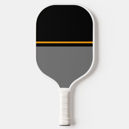 Modern Dark Gray Black Color Block Yellow Stripe Pickleball Paddle