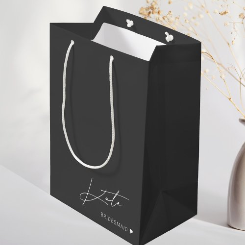 Modern Dark Gray Bridesmaid Medium Gift Bag