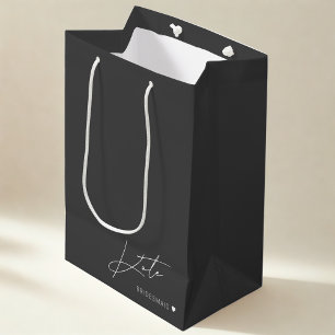 Modern Dark Gray Bridesmaid Proposal Gift Bag