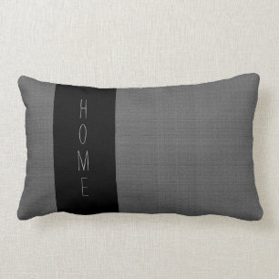 Modern dark gray burlap black pattern HOME Lumbar Pillow