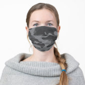 Modern Dark Gray Camo Pattern Adult Cloth Face Mask (Worn)