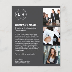 Modern Dark Gray Custom Logo Photo Business Flyer