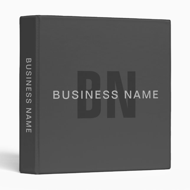 Modern Dark Gray Editable Monogram Design Template 3 Ring Binder (Front/Spine)