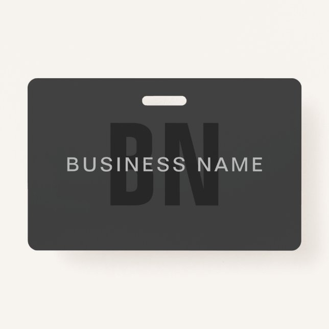 Modern Dark Gray Editable Monogram Design Template Badge (Front)