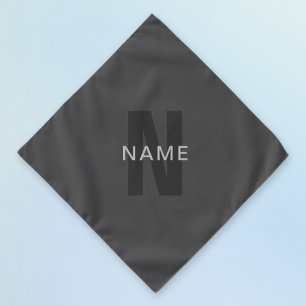 Modern Dark Gray Editable Monogram Design Template Bandana