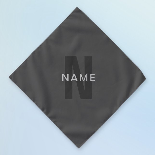 Modern Dark Gray Editable Monogram Design Template Bandana (Creator Uploaded)