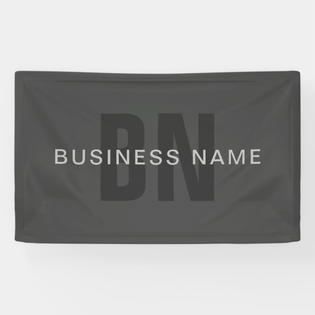 Modern Dark Gray Editable Monogram Design Template Banner (Horizontal)